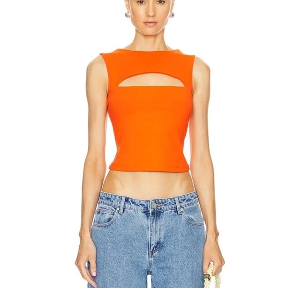 Susana Monaco Bright Orange Cutout Tank Top - Picture 1 of 5